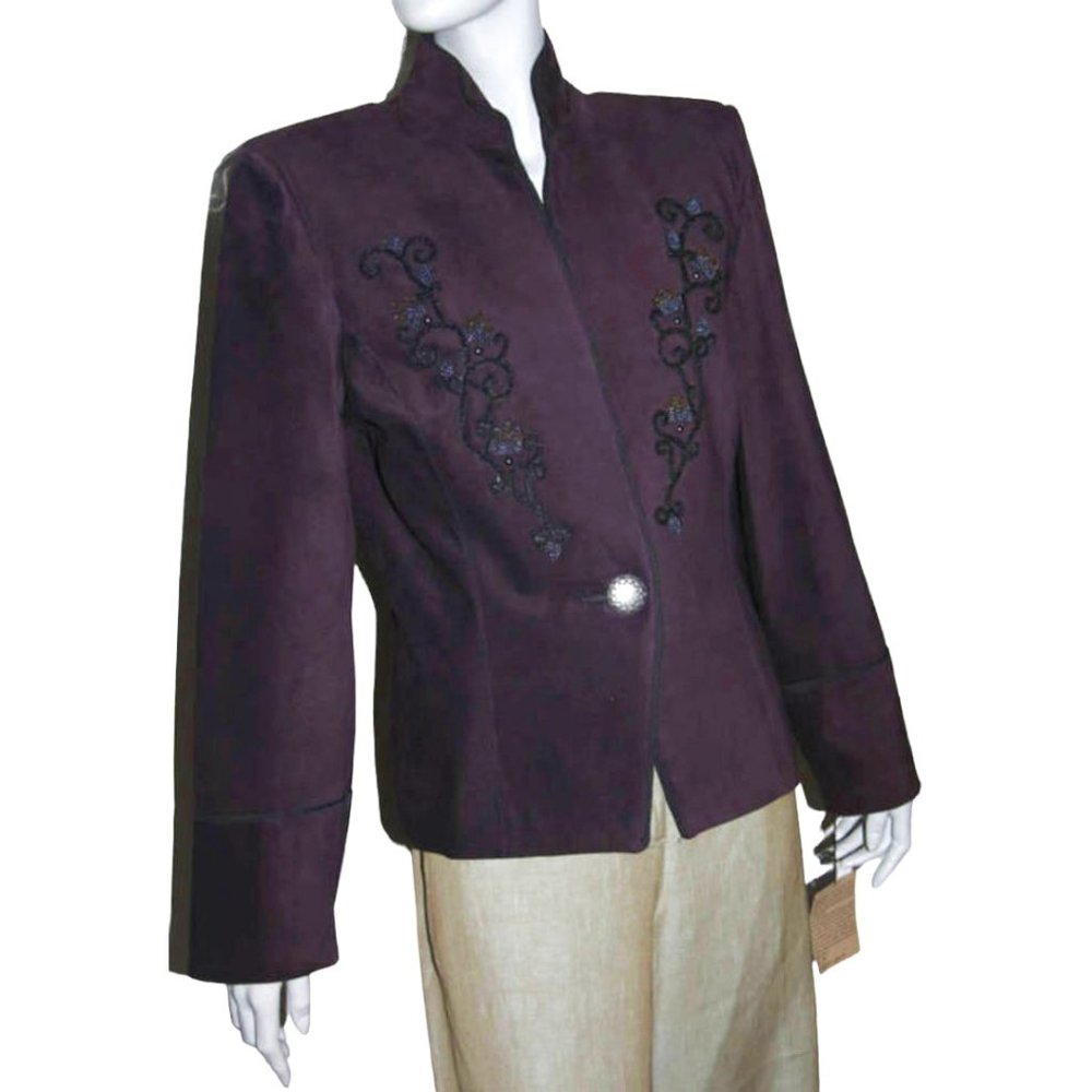 North American Frontier Eggplant Embellished Suede Jacket Rare